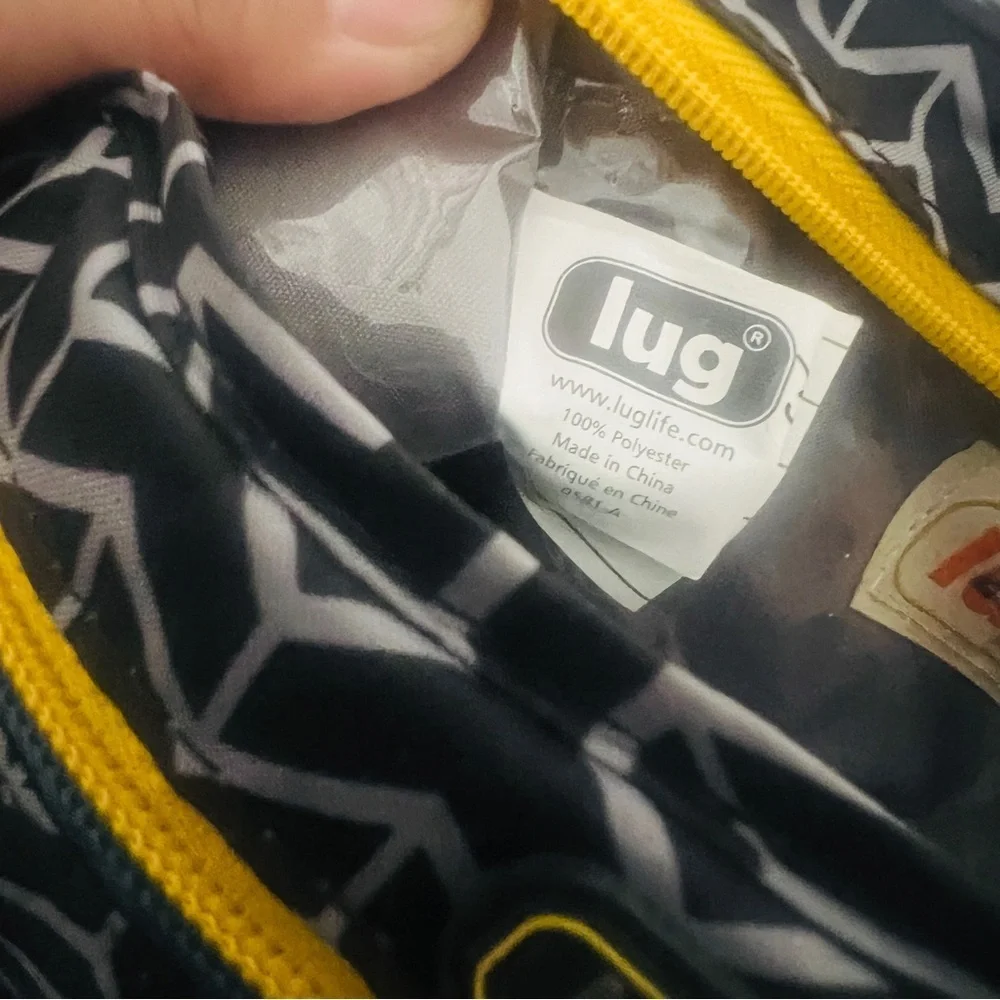 Lug Kids Organizer Pouch Black and Gray Geometric Chevron Pouch Yellow Zipper